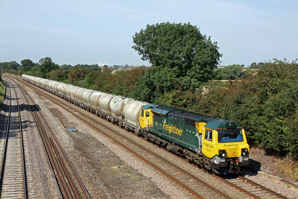 First ever working for 70014 on 3.9.12 seen at Normanton Upon Soar heading towards Loughborough with 6L87 1237 Earles Sdgs - West Thurrock loaded PCA cement tanks.