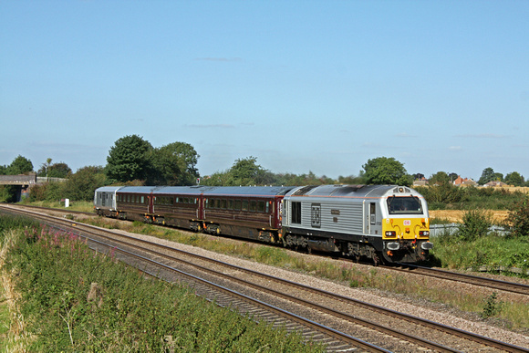 67029 with DVT 82146 at rear at Thurmaston , MML heading into Leicester on 5.9.12 with 5Z05 1429 Toton TMD - Toton TMD via Leicester test run