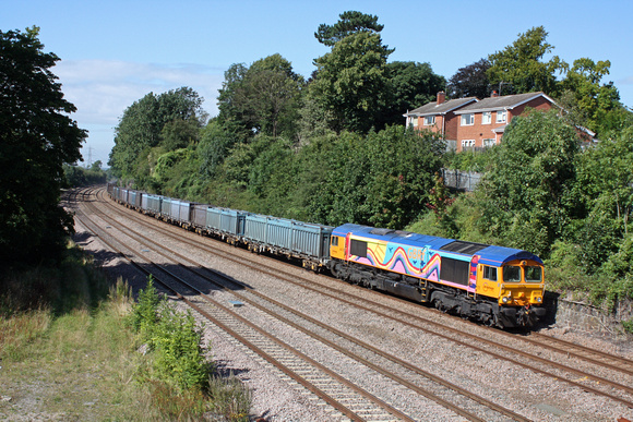 66720 in Rainbow Warrier livery at Barrow Upon Soar, MML  on 7.9.12 with 4E80 1320 Hotchley Hill (East Leake) - Doncaster Roberts Road empty Gypsum Containers via Leicester