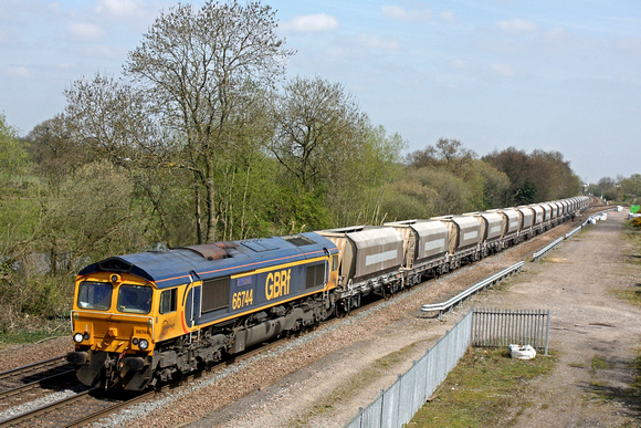 66744 'Crossrail' passes Stenson Junction on 20.4.15 with 6Z32 1051 Tinsley Yard - Coton Hill Tc empty aggregate hoppers