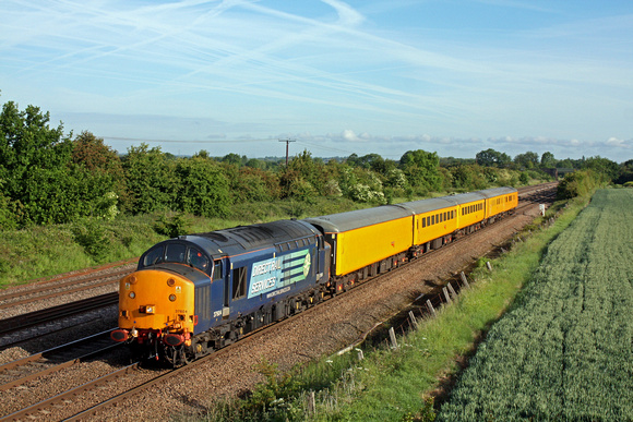 DRS 37604 in beautiful early sunlight at Cossington, MML  heading towards Syston East Junction on 15.6.15 with 3Z10 0636 Derby R.T.C.(Network Rail) - Old Dalby test train