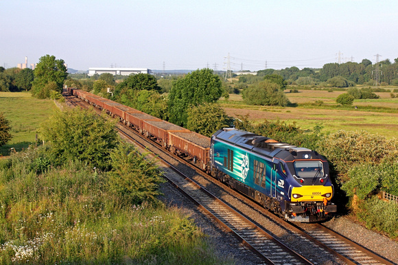 Just before 8pm in late evening sun DRS 68004 charges through Weston on Trent heading towards Stenson Junction on 23.6.15  with 6Z97 1933 Toton North Yard - Crewe Bas Hall S.S.M. departmental