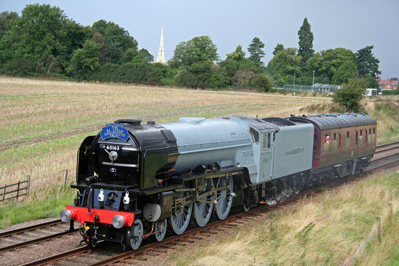 Peppercorn Class A1 60163 Tornado built by A1 Steam Locomotive Trust  with Inspection Saloon on 22.8.08 at Woodthorpe, GCR with test run from Loughborough to Rothley
