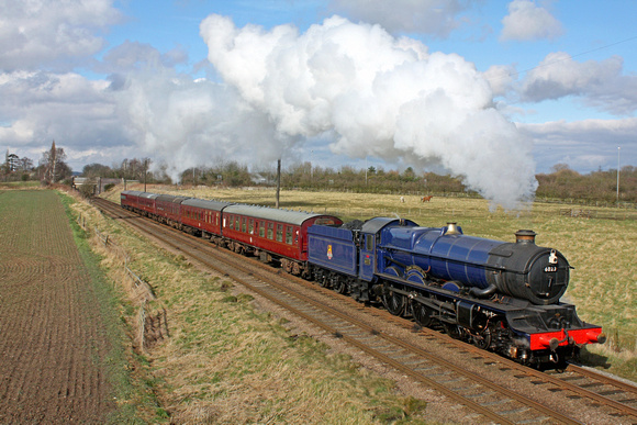 GWR King Class  No 6023 'King Edward ll' at  Woodthorpe on 16.3.13 with 1415 Loughborough - Leicester North  GCR service