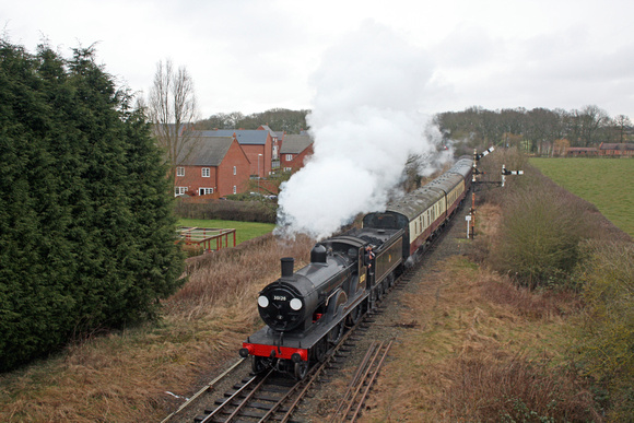 Visiting locomotive, the London & South Western Railway T9 No.30120 at Market Bosworth on 17.3.13 with 1000 Shackerstone - Shenton service at The Battlefield Line Steam Locomotive Gala