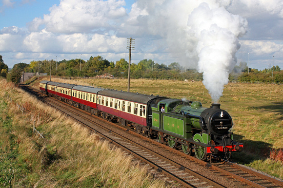 GNR N2 1744 is seen at Woodthorpe on 4.10.14 with 1600 Loughborough - Leicester North service  at the GCR Autumn Steam Gala 2 - 5 October 2014