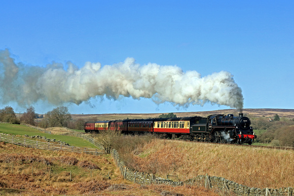On the first day of the NYMR 2023 timetable BR Standard 4MT No. 76079 is seen at Moorgates on 27.3.23 with 1410 Whitby to Pickering service