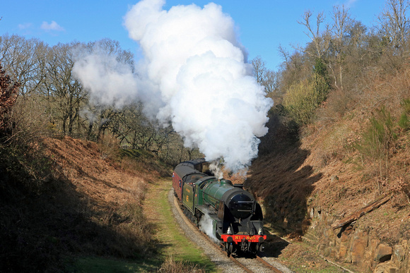 On the first day of the NYMR 2023 timetable SR S15 class No. 825 is seen at Beck Hole on 27.3.23 with 1235 Whitby to Pickering service