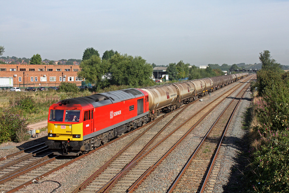 60040 in DB Schenker livery at Trowell Junction on 4.9.13 with diverted 6M57 0625 Lindsey Oil Refinery - Kingsbury Oil Sdgs loaded bogie tanks due to freight train derailment at Carlton