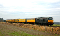 31459 + DB977985, 72630, 999508, 6263, 999602, DBSO 9703 at Kirby Bellars near Melton Mowbray on 24.1.11 with 3Z10  0830 Derby RTC - Old Dalby Serco Test Train
