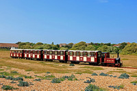 The Hayling Light Railway is a 2ft narrow gauge line that runs along the south coast of Hayling Island between Eastoke Corner and Beachlands. On 27.5.23 No 3 'Jack' heads the 1450 return service from