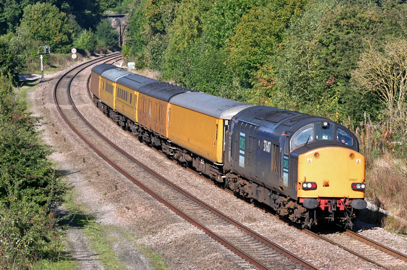 37607 at Duffield with Milford tunnel in the distance on 4.10.07 with 5Z14 0940 Derby - Derby via Sheffield test train