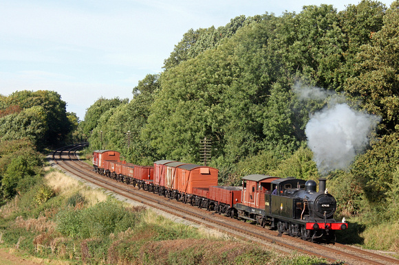 LMS Jinty No 47406 at Kinchley Lane on 6.10.13 with 1400 Loughborough - Swithland Sdgs demo freight at the GCR  Autumn Steam Gala October 2013