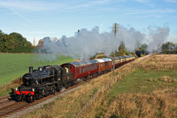 LMS Ivatt No 46521 at Woodthorpe on 6.10.13 with at Woodthorpe on 6.10.13 with 0945 Loughborough -  Leicester North service at the  GCR  Autumn Steam Gala October 2013