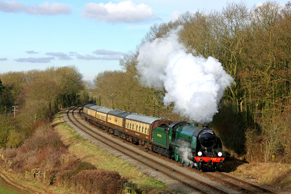 SR 4-6-0 King Arthur Class No 777 (30777) 'Sir Lamiel' at Kinchley Lane on 4.2.17 with 1300 Loughborough - Leicester North dining train 'The South Yorkshireman'
