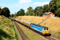 Class 50 No 50017 'Royal Oak' in NSE livery approaches Rothley on 3.9.23 with 1400 Loughborough to Leicester North service  at GCR Diesel Gala September 2023