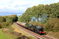 Guest engine GWR Saint 2999 'Lady of Legend' & BR(W) Modified Hall 6988 'Swithland Hall' at Kinchley Lane on 6.10.23 with 1345 Loughborough to Leicester North service at GCR Autumn Steam Gala October