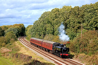 Guest engine GWR Pannier Tank 7714 at Kinchley Lane on 6.10.23 with 1315 Loughborough - Rothley service at GCR Steam Gala Oct 2023