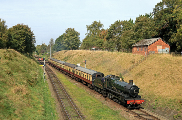 Guest engine GWR Saint 2999 'Lady of Legend' at Rothley on 8.10.23 with 1245 Loughborough to Leicester North service at GCR Autumn Steam Gala Oct 2023