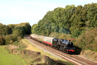 BR Standard Class 5 4-6-0 No.73156 passes Kinchley Lane on 8.10.23 with 1515 Loughborough to Leicester North service at GCR Autumn Steam Gala Oct 2023