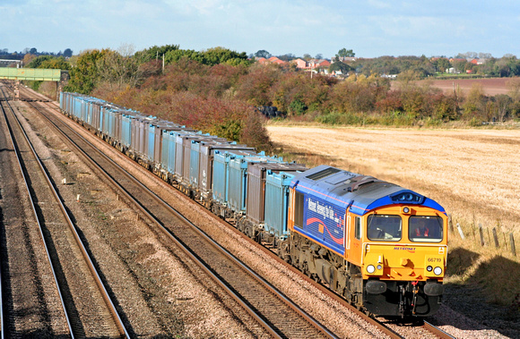 66719 'Metro-Land' at Cossington, MML on 30.10.07 with 4E80 1320 Hotchley Hill (East Leake) - West Burton P.S. empty  Gypsum containers running via Humberstone Road, Leicester