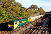 70004 at a colourful Barrow Upon Soar, MML heading towards Loughborough on 7.11.13 with 6M90 0700 West Thurrock - Earles Sidings empty LaFarge cement tanks in lovely Autumn light
