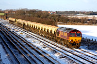 66204 trundles along the slowline at Cossington, MML on 6.1.10 with 1448 mountsorrel - Peterborough loaded 4 wheeled hoppers