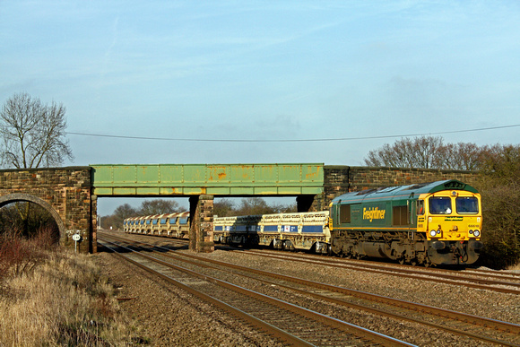 66618 at Cossington, MML heading towards Leicester on 21.1.10 with 6U77 1342 Mountsorrel Sdgs - Crewe ballast working