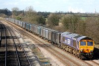 66730 at Normanton on Soar north of Loughborough on 18.3.11 with 4M82 1028 Drax Power Station -  Hotchley Hill (East Leake)  loaded gypsum containers