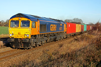 66717'Good Old Boy' at Thurmaston heading into Leicester on 30.11.11 with with 4M29 0442 Felixstowe GBR - Barton Dock (Trafford Park)  Intermodal