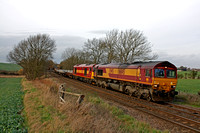 66145 with 60065 DIT at Chellaston heading towards Castle Donington on 30.11.11 with 6D44 Bescot - Toton N  Yard Departmental