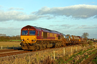 66110 tnt 66018 with 3J41 Sunday Only 1358 Peterborough  T&RSMD - Leicester - Peterborough T&RSMD RHTT train on 27.11.11 near Kirby Bellars heading towards Syston East Junction
