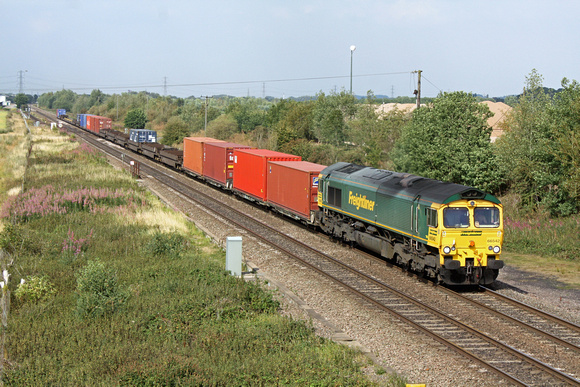 66542 at Catholme  near Burton Upon Trent approaching  Wichnor Junction on 3.8.11 with 4O55 Leeds - Southampton Intermodal