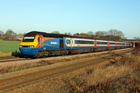 EMT HST 43076 & 43081 at Thurmaston heading into Leicester on 30.11.11 with 0928 Nottingham - London St.Pancras International service