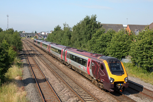 XC Class 221 Voyager No 221138 at Burton Upon Trent heading towards Derby on 1.7.14 with 1E79 0602 Guildford -  Newcastle cross country service