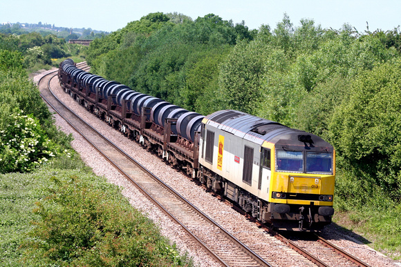 60013 'Robert Boyle' at Barrow Upon Trent heading towards Castle Donington on 10.6.08 with 6M96 0548 Margam - Corby BSC loaded steel coil wagons