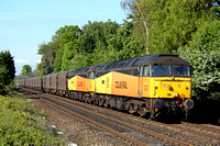 Colas Rail Freight 47727 & 47749 at Attenborough heading towards Nottingham on 13.5.10 with 6Z56 0602 Washwood Heath - Boston Docks empty steel carriers