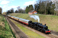 BR Standard Class 2 2-6-0 No 78019 at  Rothley, GCR on 30.3.24 with 1305 Loughborough to Leicester North dining train at GCR Easter on the Rails 2024 event
