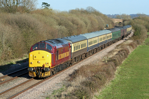 37401 in EWS livery at Barrow Upon Trent heading towards Stenson Junction on 29.3.09 with 5Z37 1410 Grantham - Crewe C.S. ECS working