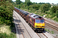 60017 an the mainline at Normanton on Soar heading towards Loughborough on 15.8.08 with 6M96 0548 Margam - Corby BSC loaded steel coil wagons