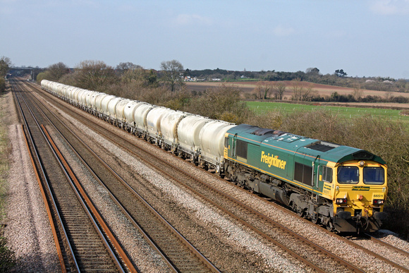 66511 at Cossington, MML heading towards  Syston E Junction on  21.3.12 with 6L87 1237 Earls Sdgs - West Thurrock loaded cement  PCA tanks