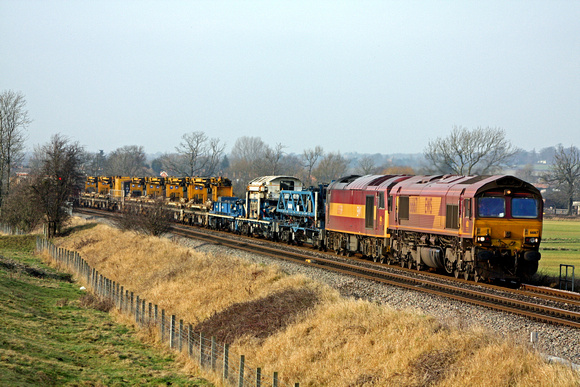 66167 with 60039 (DIT) at Sawley near Long Eaton on 26.1.10 with 6M73 1052 Doncaster Up Decoy - Toton Yard diverted via Derby departmental
