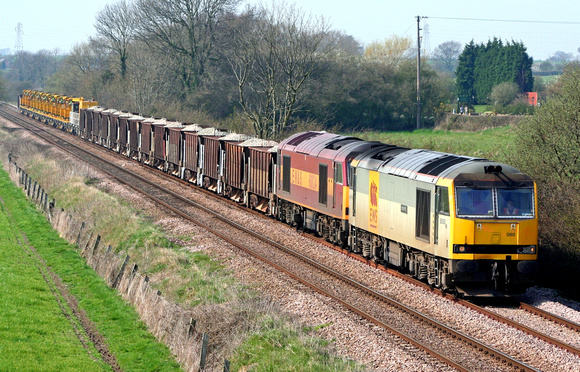 60060 with 60024 (DIT) at Barrow Upon Trent heading towards Castle Donington  on 2.4.07 with 6D44 1227 Bescot - Toton N Yard departmental