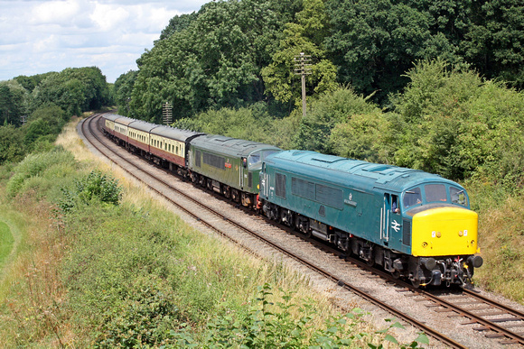 45041 with D123 for insurance at Kinchley Lane on 3.8.14 with 1300 Loughborough - Leicester North GCR diesel service