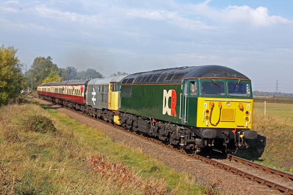 56303 & 31108 at Castor on 2.10.11 with 1002  Wansford - Peterborough N.V. service at the Nene Valley Railway diesel gala October 2011