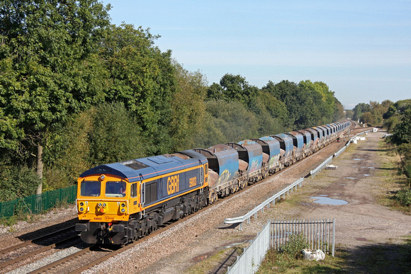 GBRf 59003 'Yeoman Highlander' passes Stenson Junction on 3.10.16 with 6M83 1051 Tinsley Yard - Bardon Hill empty aggregate hoppers