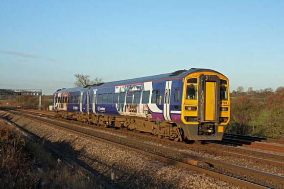 Northern Rail Class 158 No 158796 nears Trowell Junction on 3.12.14 with 1Y29 1205 Leeds -  Nottingham service