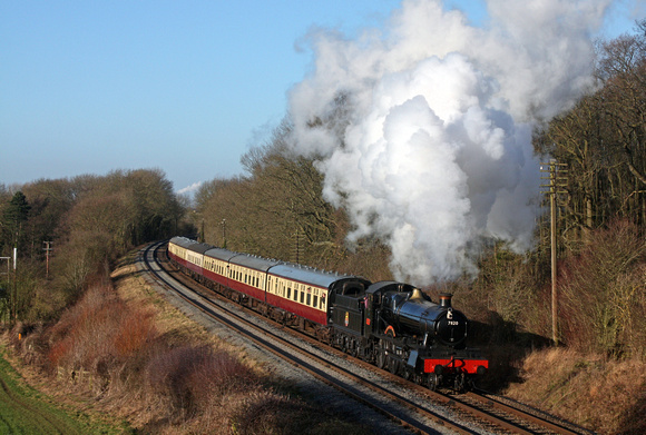 GWR 7800 Class 7820 'Dinmore Manor' at Kinchley Lane on 30.1.15 with 1430 Loughborough - Leicester North service at the GCR Winter Steam Gala 2015