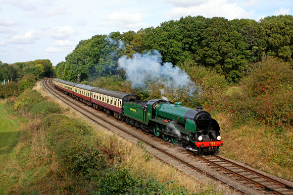 SR 4-6-0 King Arthur Class No 777 'Sir Lamiel' at Kinchley Lane on 5.10.14 with 1245 Loughborough - Leicester North service at the GCR Autumn Steam Gala 2 - 5 October 2014