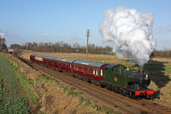 GWR 0-6-2T 5643 at Woodthorpe 2.2.14 with 1415 Loughborough - Leicester North GCR service. It had starred at the winter steam gala the previous weekend and was due to leave after this running weekend
